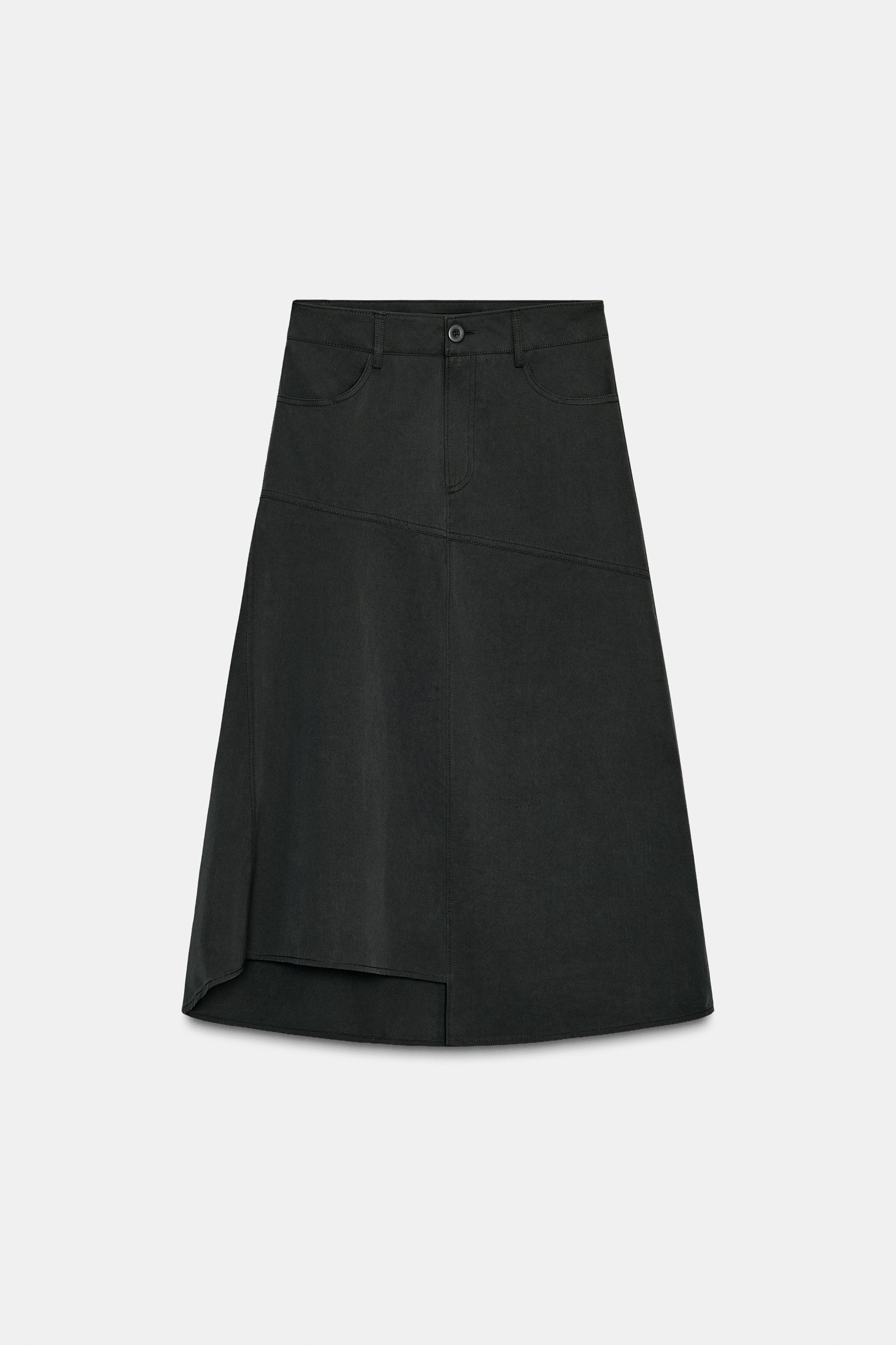 ASYMMETRICAL MIDI SKIRT